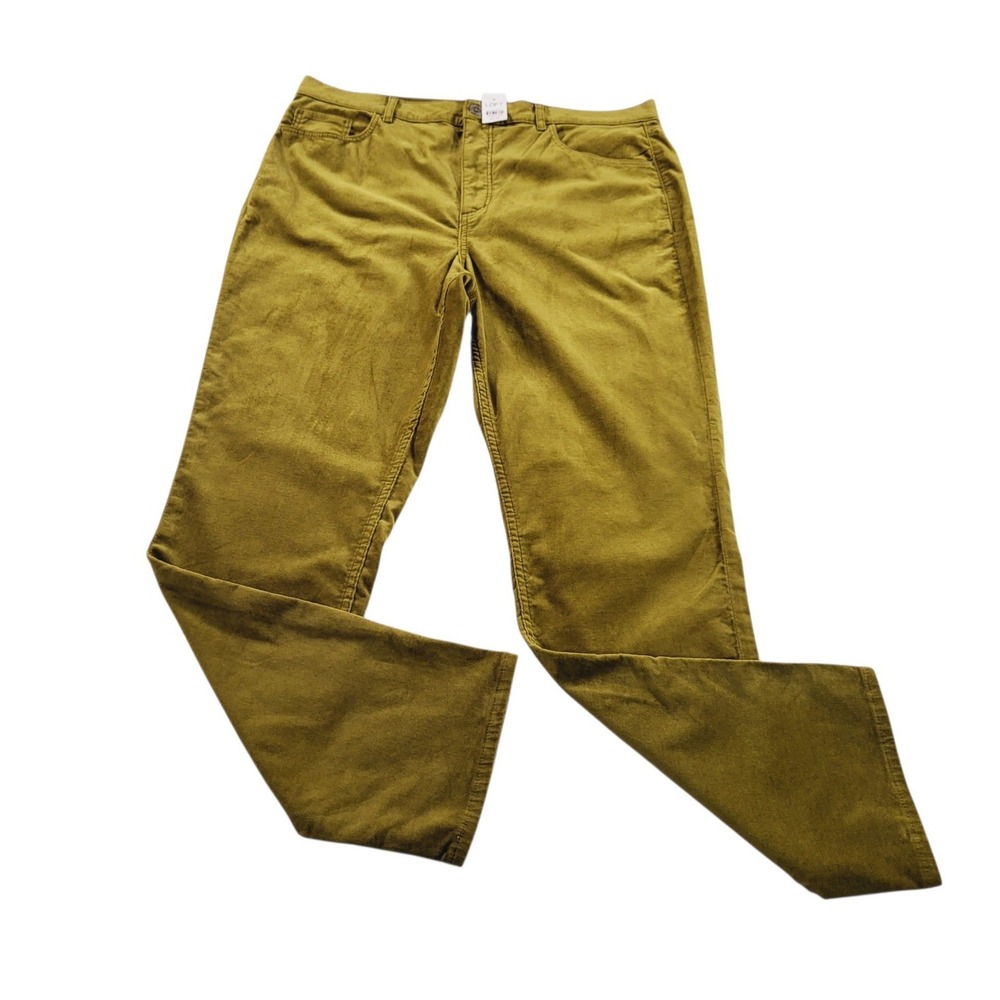 LOFT Womens 16/33 Skinny Velvet Pants Olive Green Moss Autumn Casual Stretch